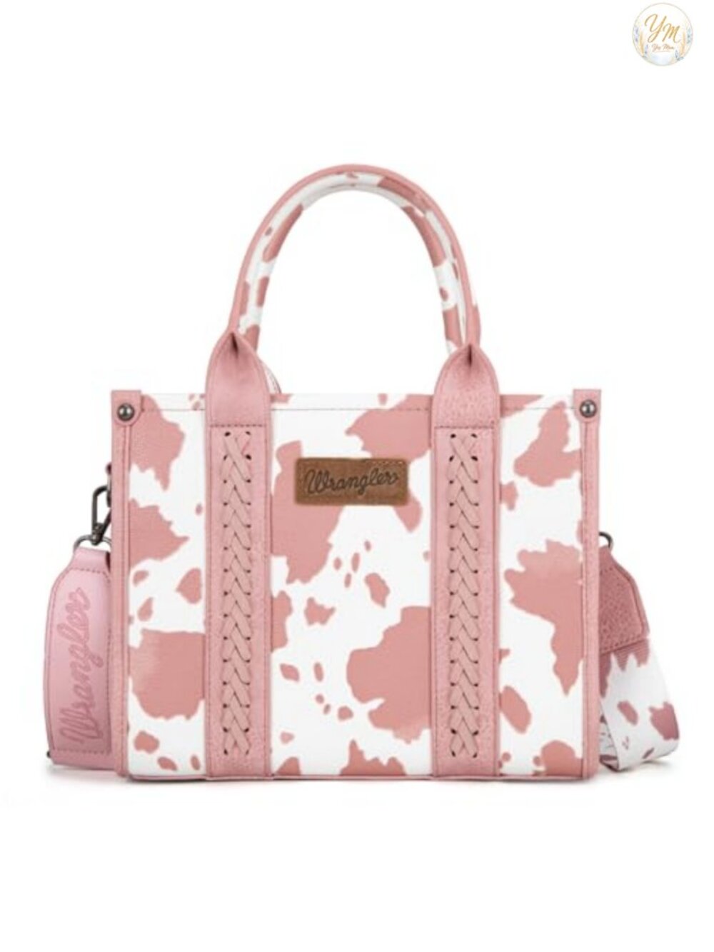 Wrangler Cow Print Tote Bag Women's Boho Western Satchel Purse Faux Leather Top